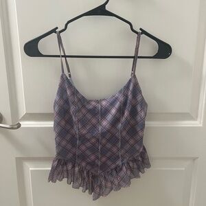 Urban Outfitters Lavender Plaid Ruffle Cami
